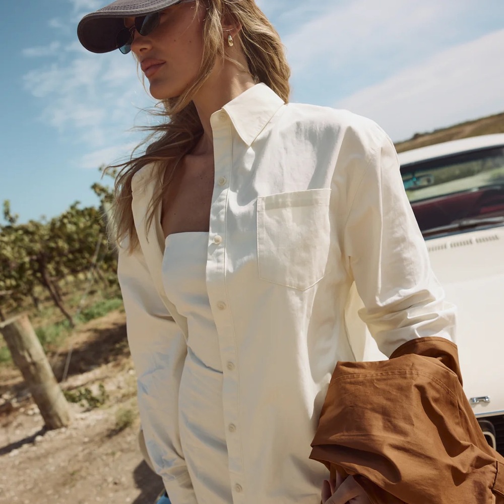Women's Cream Button-Up Blouse